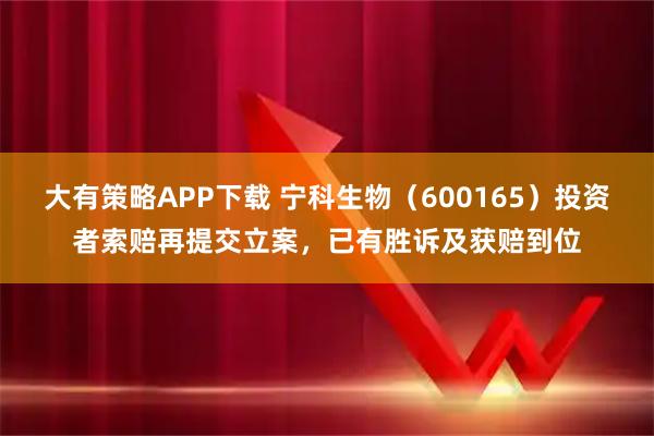 大有策略APP下载 宁科生物（600165）投资者索赔再提交立案，已有胜诉及获赔到位
